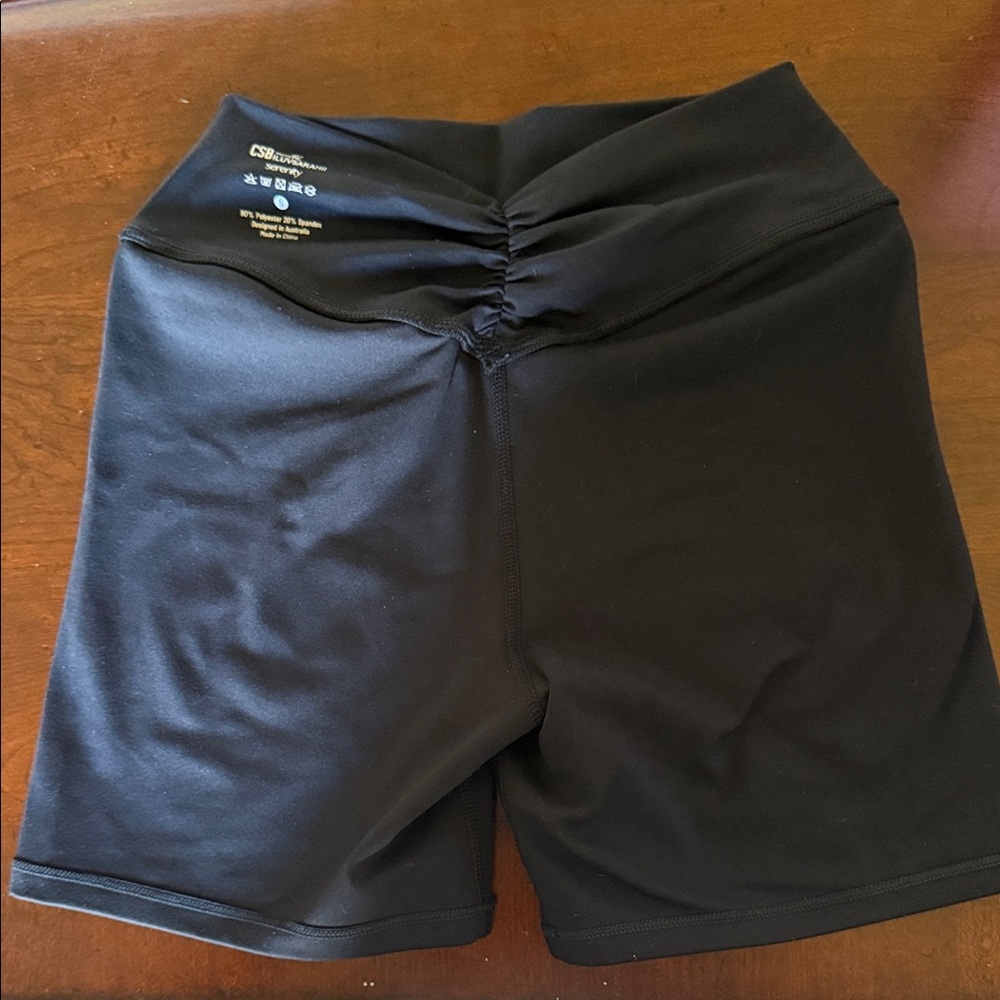 CSB Black High-Rise Scrunch-Back Bike Shorts